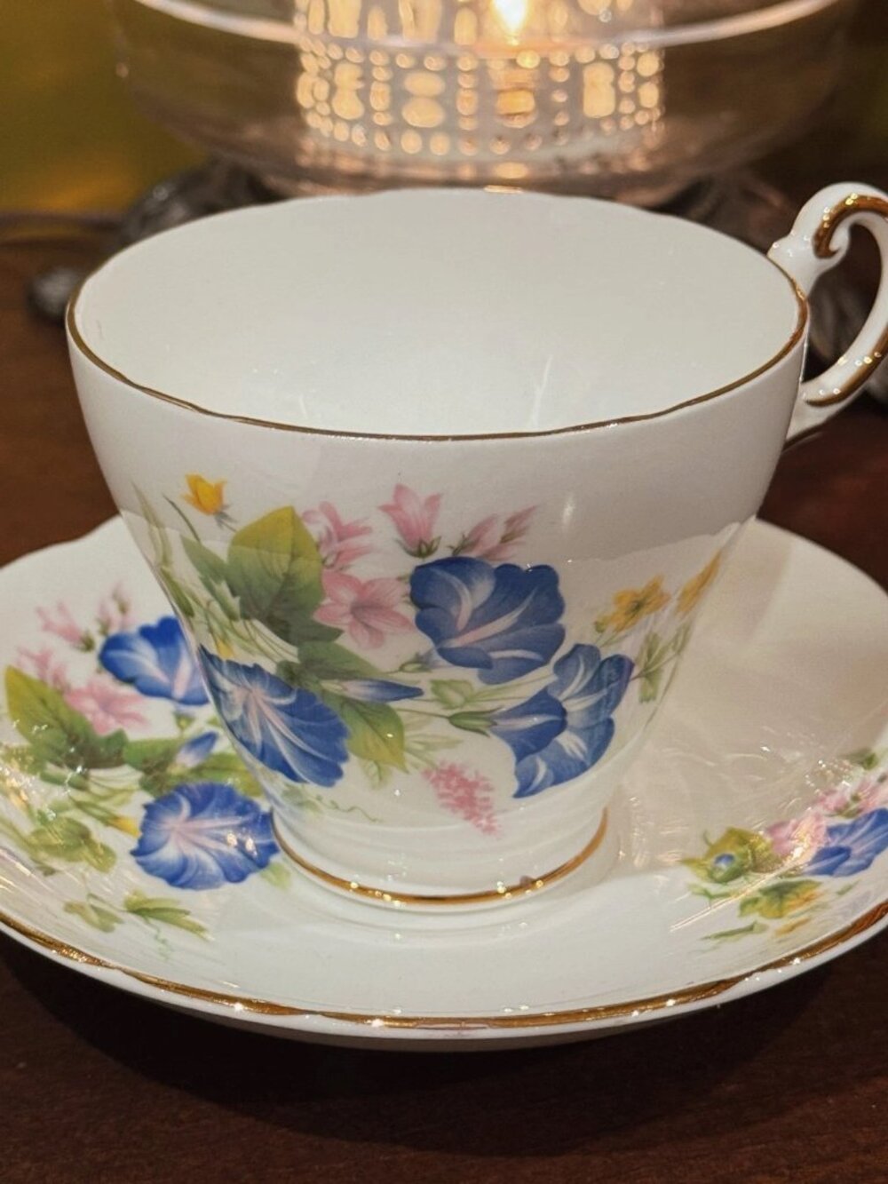 Regency Blue Morning Glory Teacup Saucer